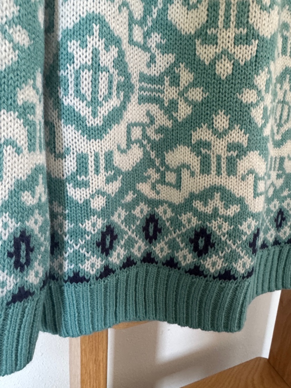🆕 National Women's Fair Isle Patterned Teal and White Button-Up Cardigan Sweater - Picture 8 of 10